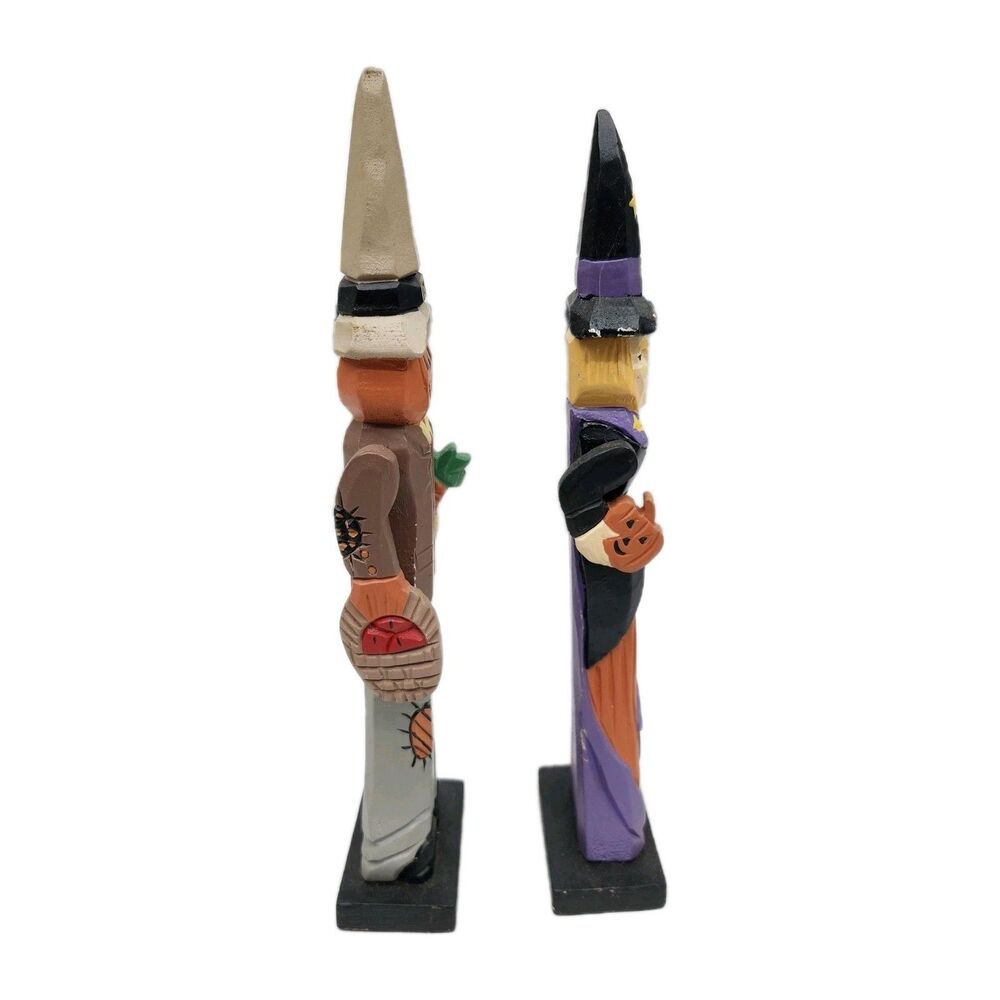 Halloween Wooden Figurines Pumpkin Scarecrow Witch approx 10.25" Moveable Arms - Picture 5 of 6